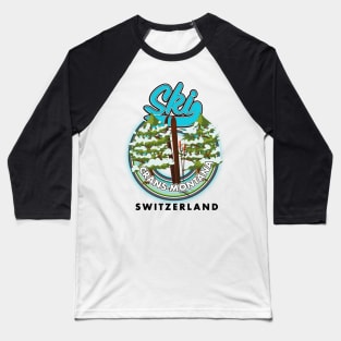 Crans-Montana Switzerland ski poster Baseball T-Shirt